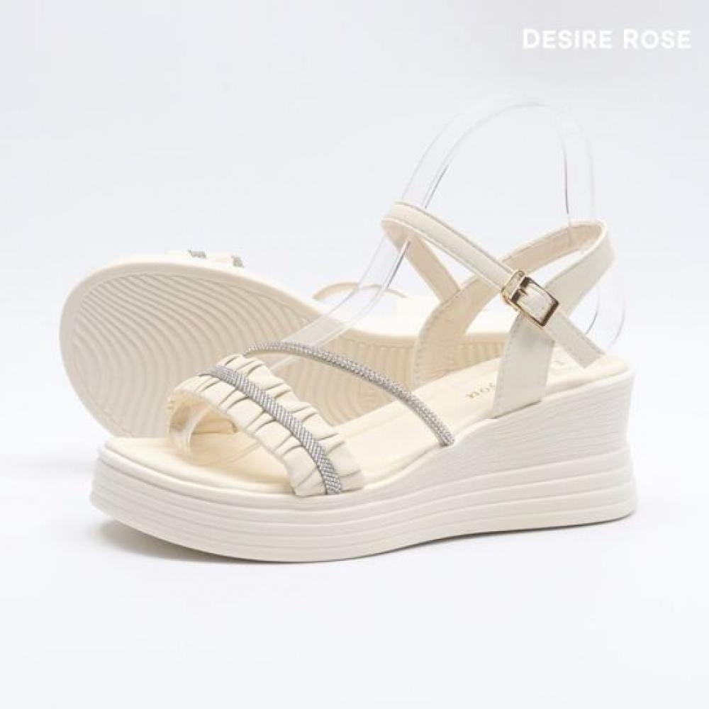Desire Rose Women Cubic Strap Wedge Heel Sandal 6cm