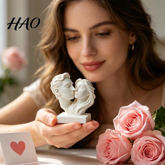 Bedroom Decorative Accents 3D Printed Couple Hugging Kissing Statue, Modern Minimalist Art Sculpture Romantic Statue for Desk Shelf, Home Decor
