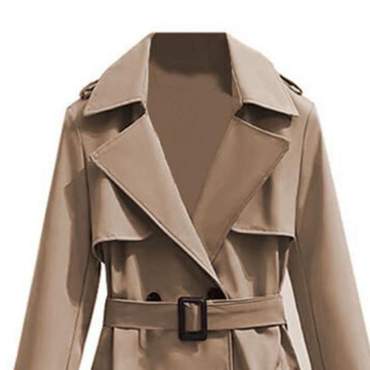Windproof Women Trench Coat Double Breasted Long Overcoat with Belt and Notch Lapel Classic Outerwear for Fall Winter