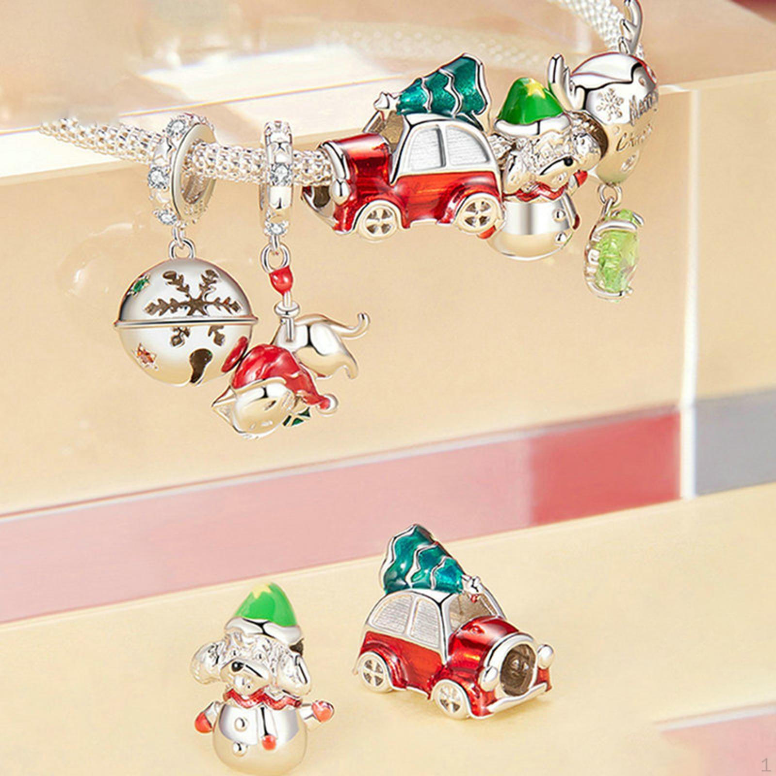 

Christmas Bracelet Charm Bead for Women, Necklace Pendant Xmas Handmade Bracelets Making Style B