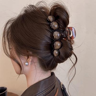 1 ud. Pinza para el pelo de acrílico grande, simple y elegante, con perla, a la moda. Adecuada para fiestas, desplazamientos, combinación de atuendos, accesorios para el cabello