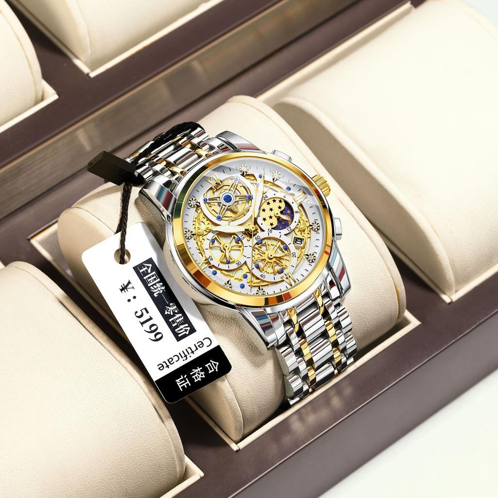 Luxury Hollow Men'S Watch Waterproof Luminous Quartz Watch
