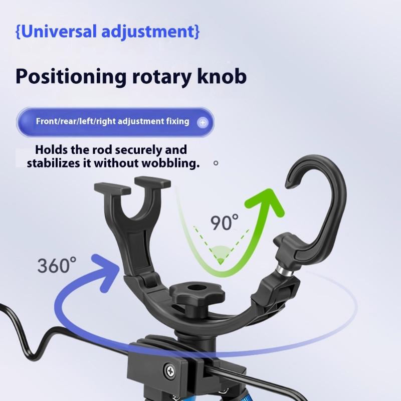 Fishing Rod Rest Tripod Stand Fishing Accessory Aluminum Folding Fishing Rod Tripod Bracket Height Adjustable Portable