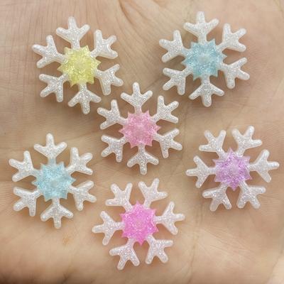 10PCS Merry Christmas Resin Shiny Snowflakes Flat Backs Craft Mini Xmas Decoration Supplies New Year Navidad