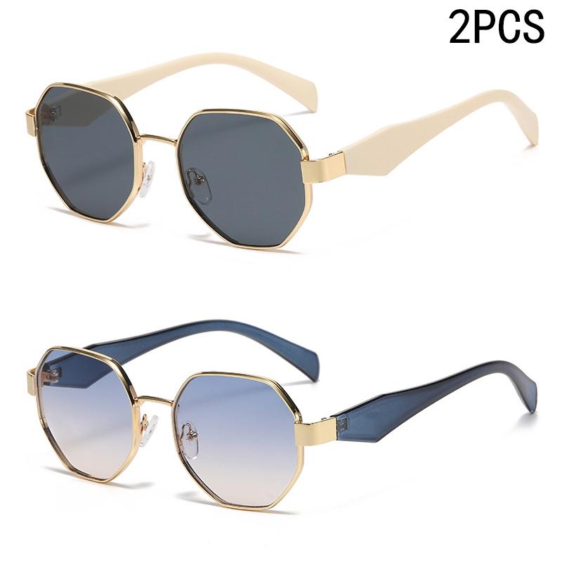 1/2/6PCS Square-shaped Metal-framed Sunglasses Sophisticated Style Feminine Personality Modern Multi-sided 2401