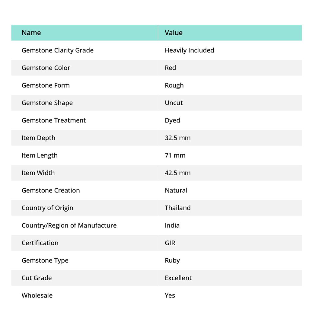 Natural Red RUBY Huge Rough 777 Ct Earth Mined CERTIFIED Loose Gemstone 1AZ-29