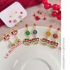 Chinese Style Bell Pendant Earrings Traditional New Year Earrings Red Little Lion Earrings