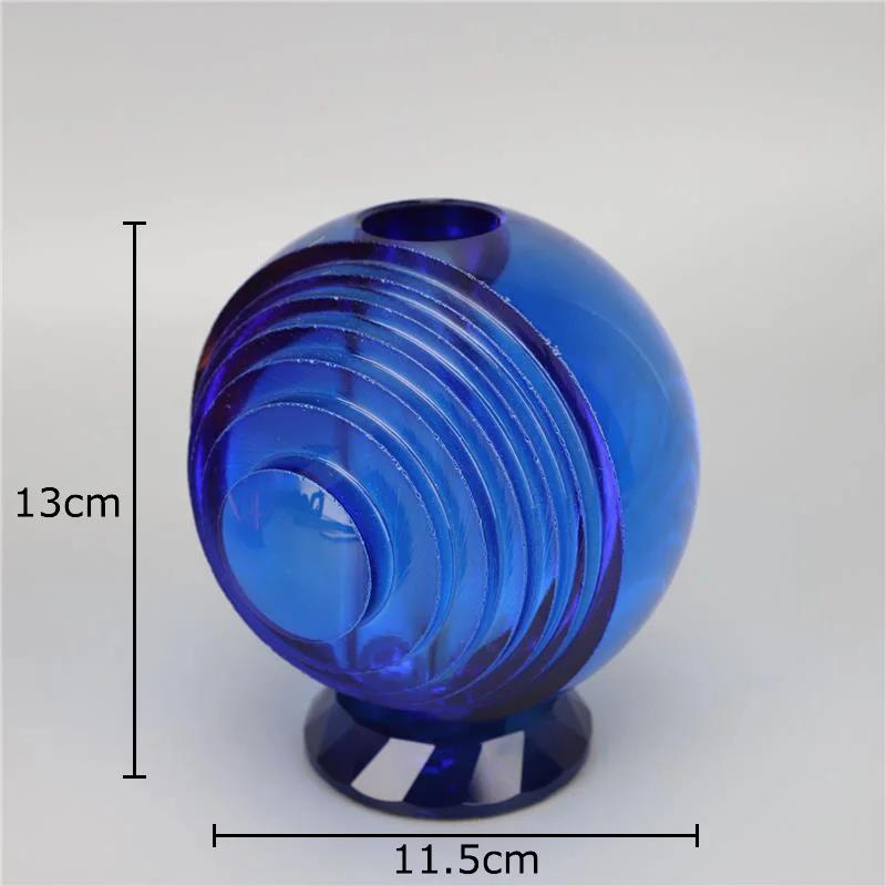

Blue Crystal Vase Geometric Spherical Flowers Pots Desk Decoration Floral Arrangement Modern Crafts Vases Room Aesthetic Decor