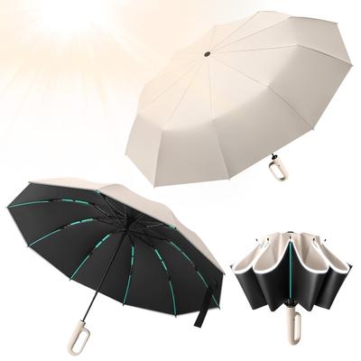 Fully Automatic Travel Umbrella Windproof Compact Foldable Umbrella Hangable Small Portable Umbrella for Sun Or Rain Days