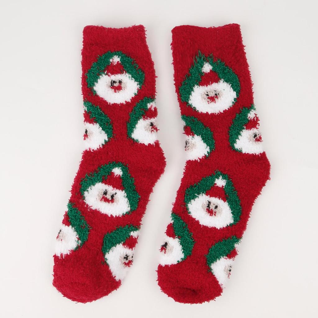 Women's Winter Cartoon Christmas Coral Fleece Floor and Sleep Socks