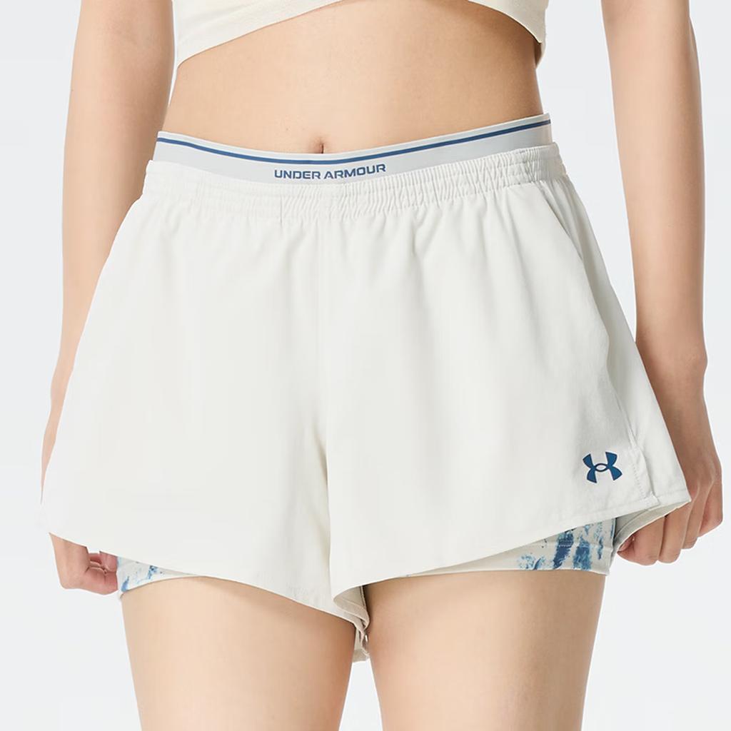 Under Armour Vanish Woven Two-In-One Training Sports Casual Breathable Running Simple Daily Shorts Women shorts Pinnacle-White 6012944-110