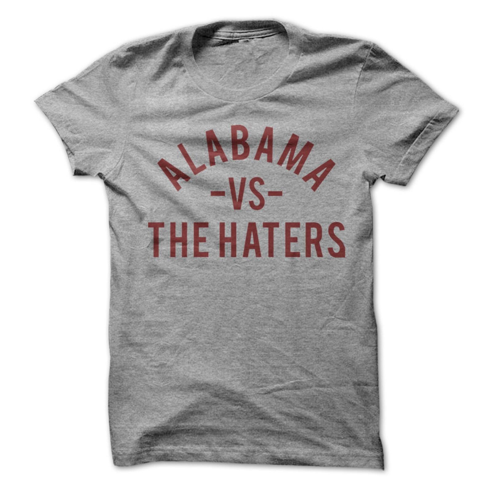Alabama vs. the Haters T-Shirt Design - Heather Grey Shirt with Burgundy Print 3XL