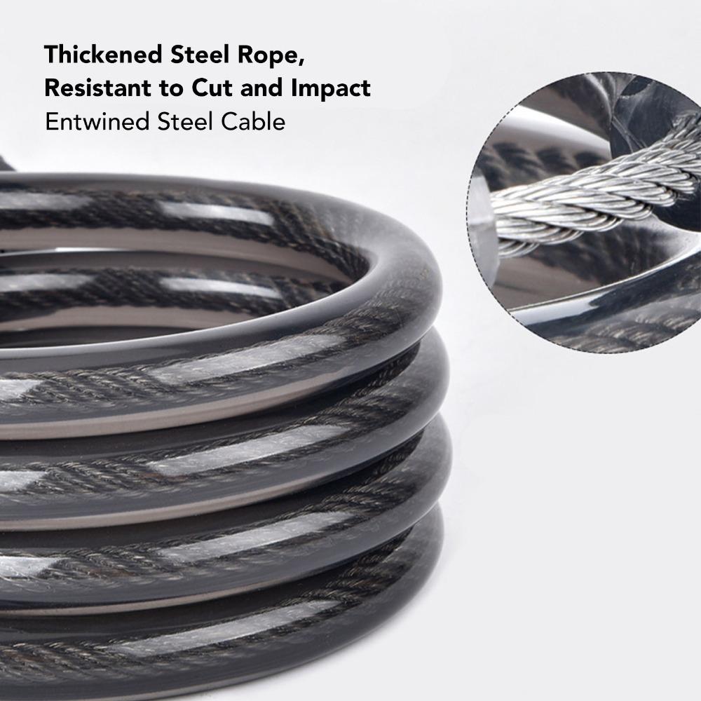 1.5 Meters Bike Lock Cable PVC,Steel Rope Bike Cable Durable Coiled Cable Lock  Scooter Locking