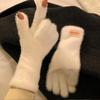 Women's Long Plush Wool Knit Fingerless Touchscreen Gloves