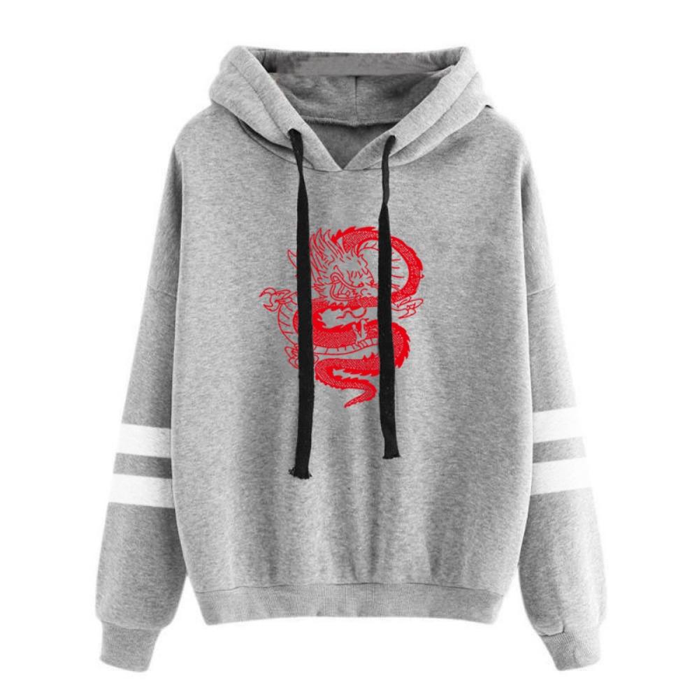 European and American Fashion Hooded Long-sleeved Hat Rope Women's Multi-color Hooded Sweater Chinese Dragon Pattern