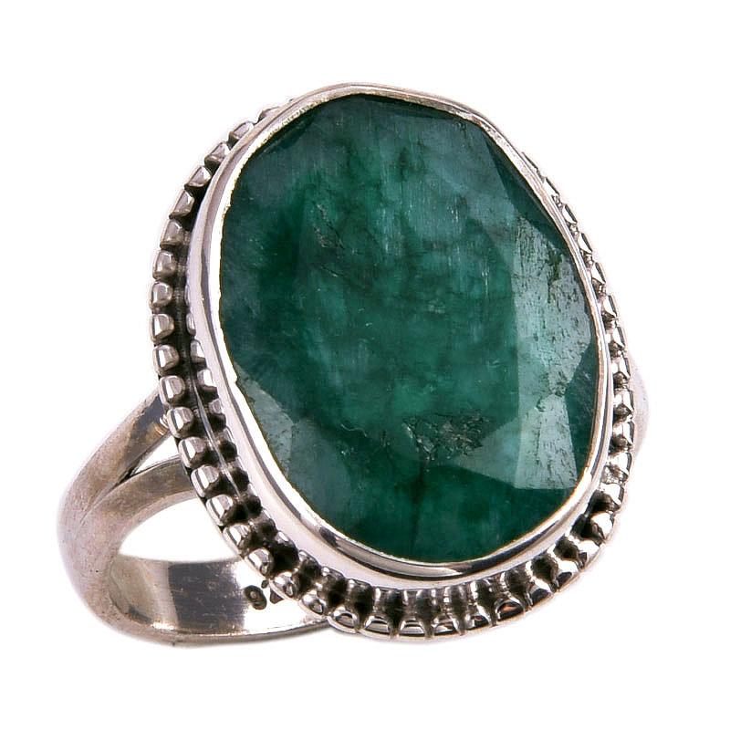 Smaragd(Simuliert) Edelstein Handgefertigt 925 Sterling Silber Schmuck Ring S.7.5 N0J85