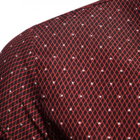 Camicia da Uomo Formale Monopetto Revers Stampa a Pois Camicia Estiva da Lavoro