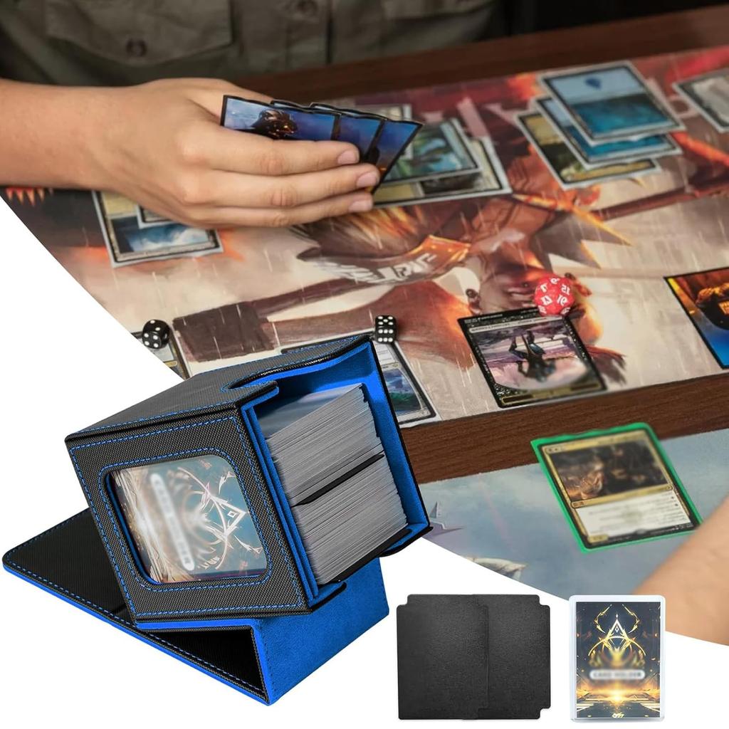 Deck Trading Card Card Game Deck Magnetic Holds 100 Waterproof PU Sleeve Top Loader Vertical Includes 2 Dividers 1 for Duel Masters Case, Case, Box,