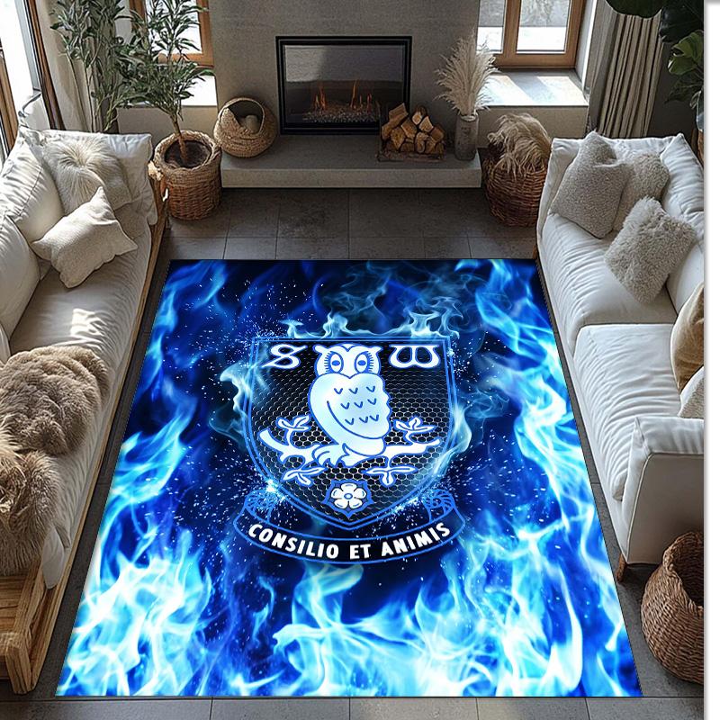Tappeto in Cristallo di Velluto con Stampa del Sheffield Wednesday Football, Comodo Assorbente d'Acqua Antiscivolo per Pavimenti Interni