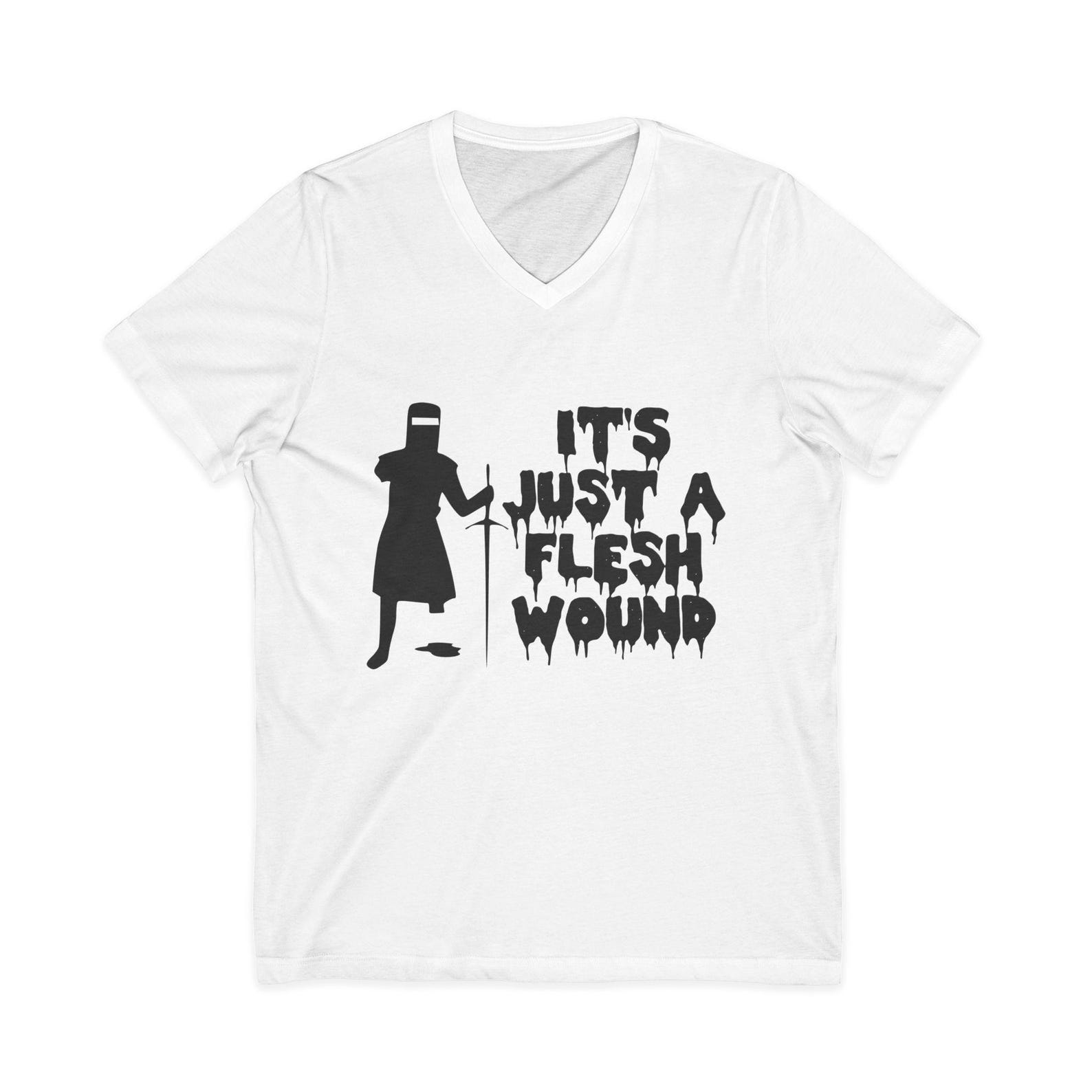 Its Just a Flesh Wound V-Neck | Silhouette Black Knight V-neck Shirt XL