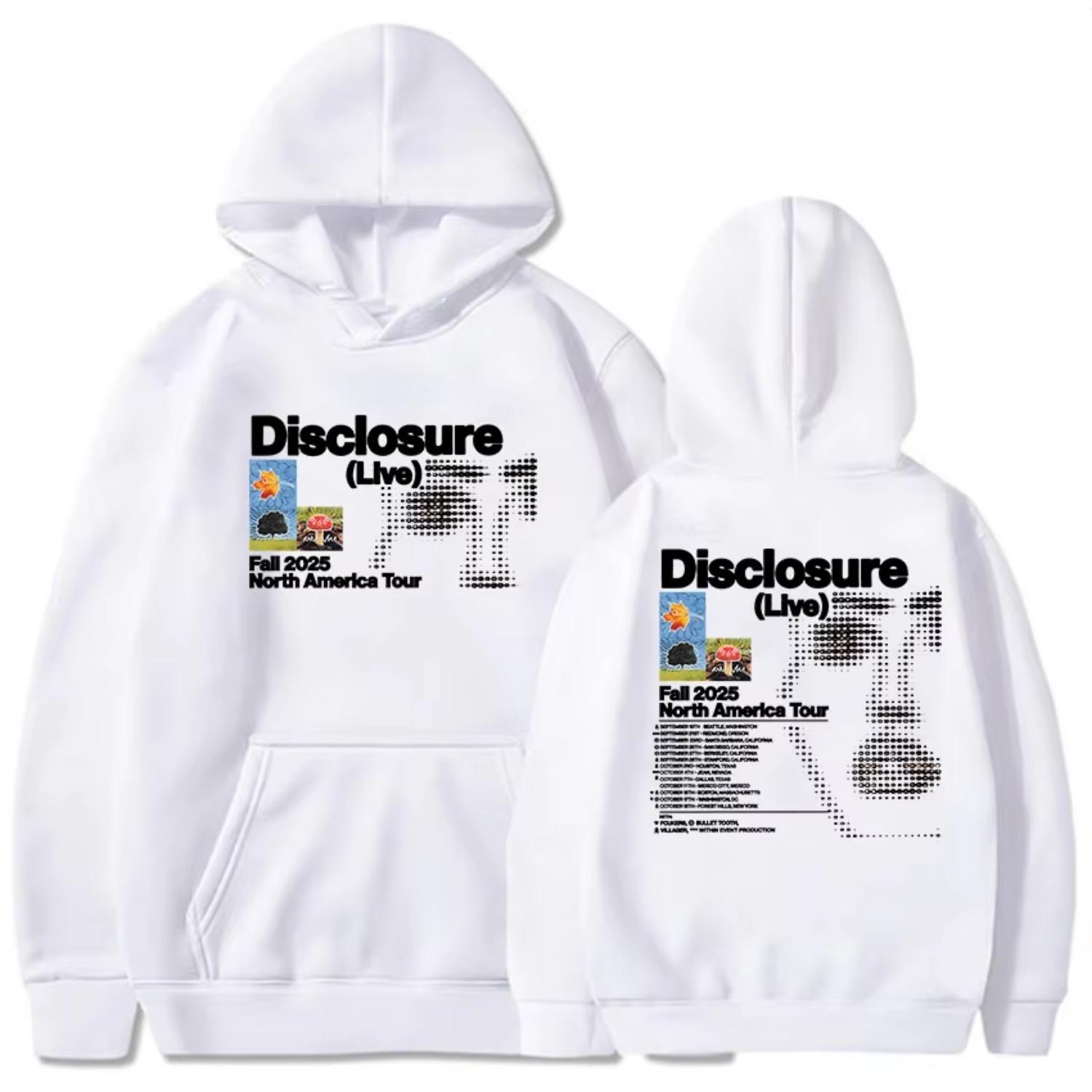 Disclosure of Autumn North American Tour Long Sleeved Fashionable Hooded Sweatshirt Casual Hip-hop Women s Streetwear Print S