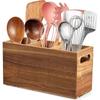 Wood Utensil Holder for Kitchen Counter 3 Compartment Large Cutlery Holder Caddy Organizer for Silverware Fork Spoon Spatula