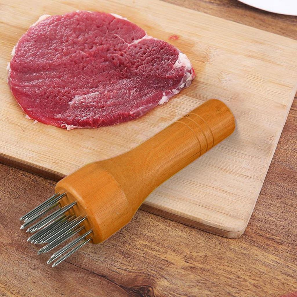 Heavy Duty Meat Tenderizer Tool Stainless Steel with Wooden Handle for Tenderizing Chicken Veal Steak
