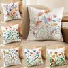 Vårblommor Kuddfodral Kort plysch Dubbelsidig Tryck Fyrkantiga Kuddöverdrag Soffa Hem Kudddekor