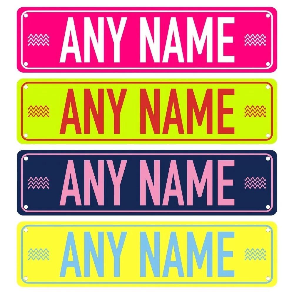 Personalisierter 2D-Flachguss-Straßenschild | 15,75×3,94\ Benutzerdefinierter Name & Nachricht | Mehrfarbige Wanddekoration für jede Szene