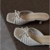 Fashion New Women's Summer Butterfly-knot Slippers Street Style Square Toe Thick Heel Dress Shoes Outdoor Ladies Slides Zapatos Mujer