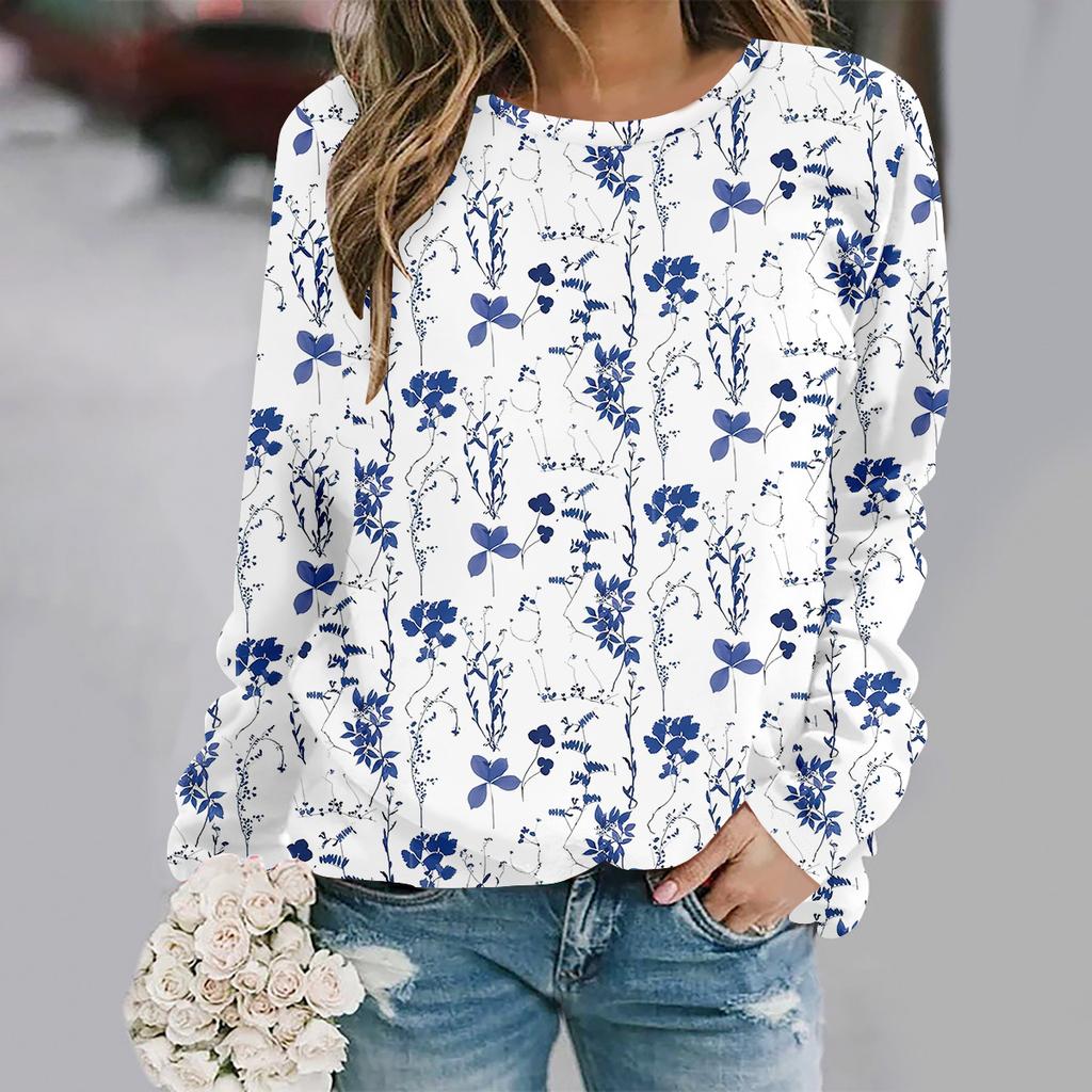 Autumn and Winter New Fashion Round Neck Long Sleeve Printed Elegant Casual Loose Hoodie