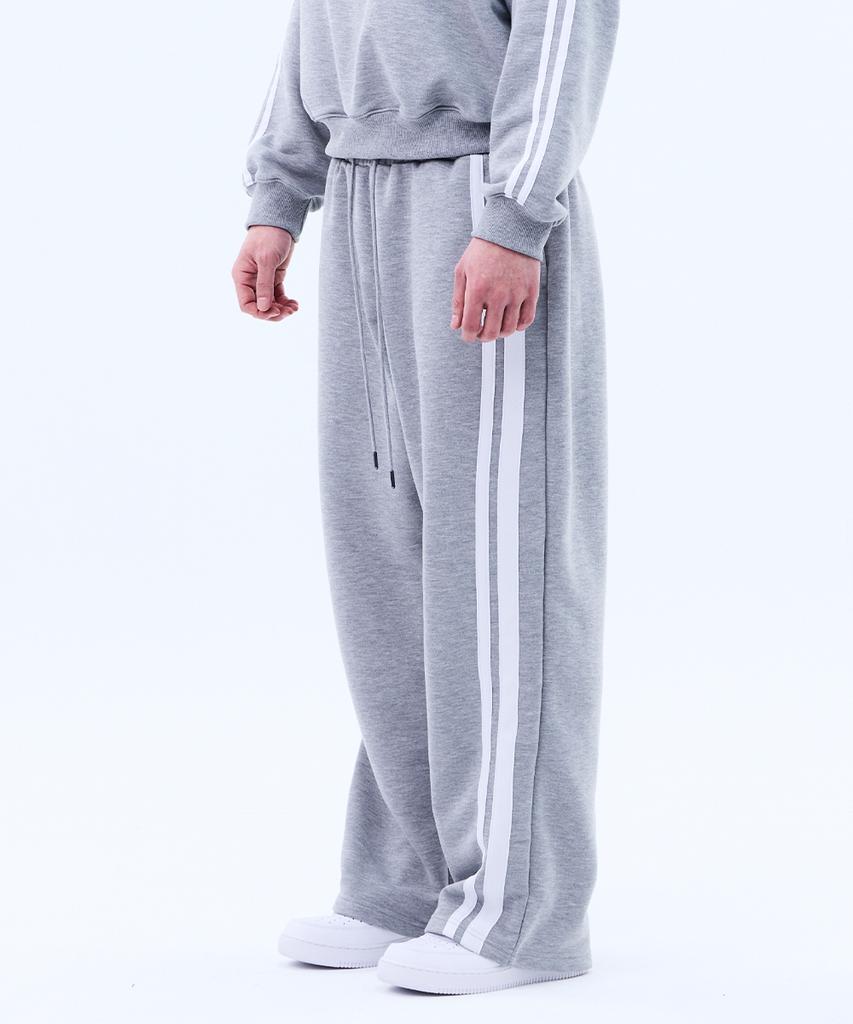 Mihag Ivy League Track Line Wide Pants (Gray)