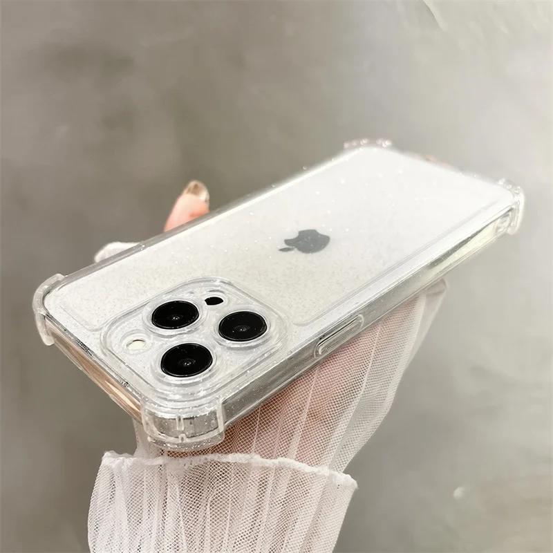 New Glitter Bling Clear TPU Case for iPhone 17 Pro Max 16 15 14 13 12 11 Pro Max Plus Air Silicone Soft Transparent Bumper Cover