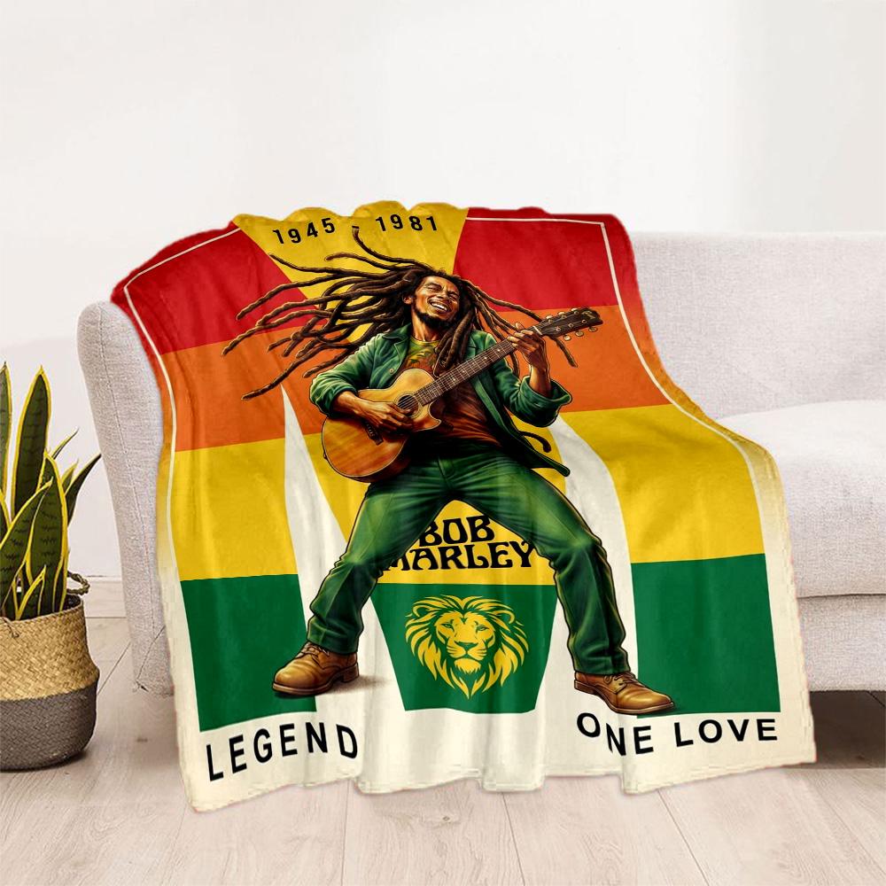 Bob Marley Rasta Blanket Durable Comfort Perfect For Chair Livingroom Sofa Four Seasons Universal Playful Design Birthday Christmas Gift Blanket