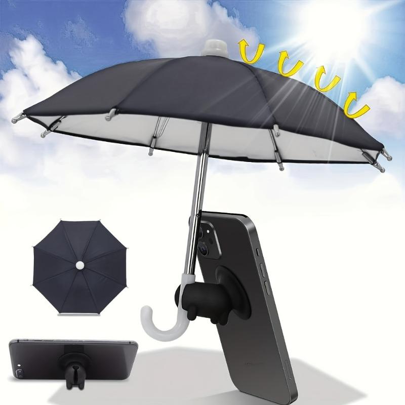 

1 шт. Держатель-зонт для телефона с защитой от солнца и УФ-лучей, Регулируемое портативное крепление для держателя смартфона, планшета, телефона чёрный