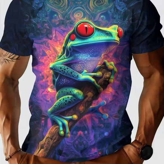 3D Printed Fashion Tree Frog Graphic T Shirt For Men Animal Pattern Tees Summer Casual Unisex Short Sleeve Tops Street T-Shirts