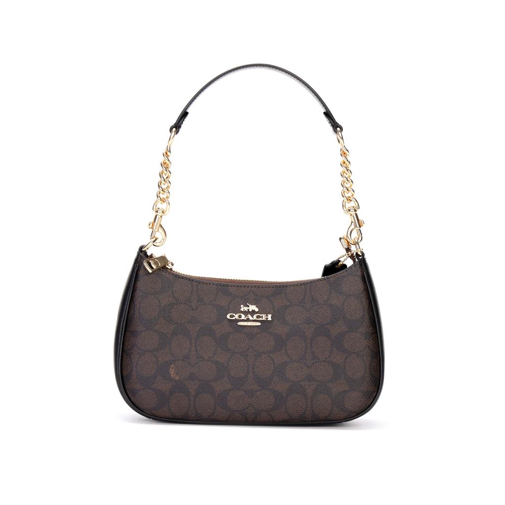 Coach Borsa a Spalla Teri in Ecopelle con Pelle Riciclata Media da Donna Marrone Scuro CV933-IMXAQ
