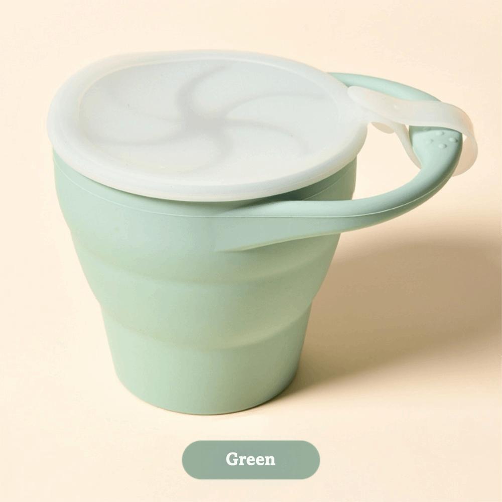 

Foldable Design Portable Food Storage Box Solid Color Portable Design Snack Cup Handheld Silicone Snacks Container Use зелёный
