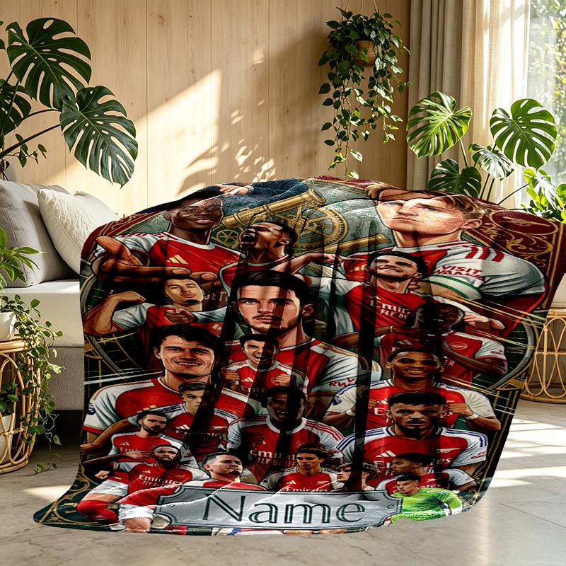 Custom Name Personalized Arsenal F.C Print Blanket, Home Decor, Bedroom, Sofa, Camping, Couch, Gifts for Birthday Christmas