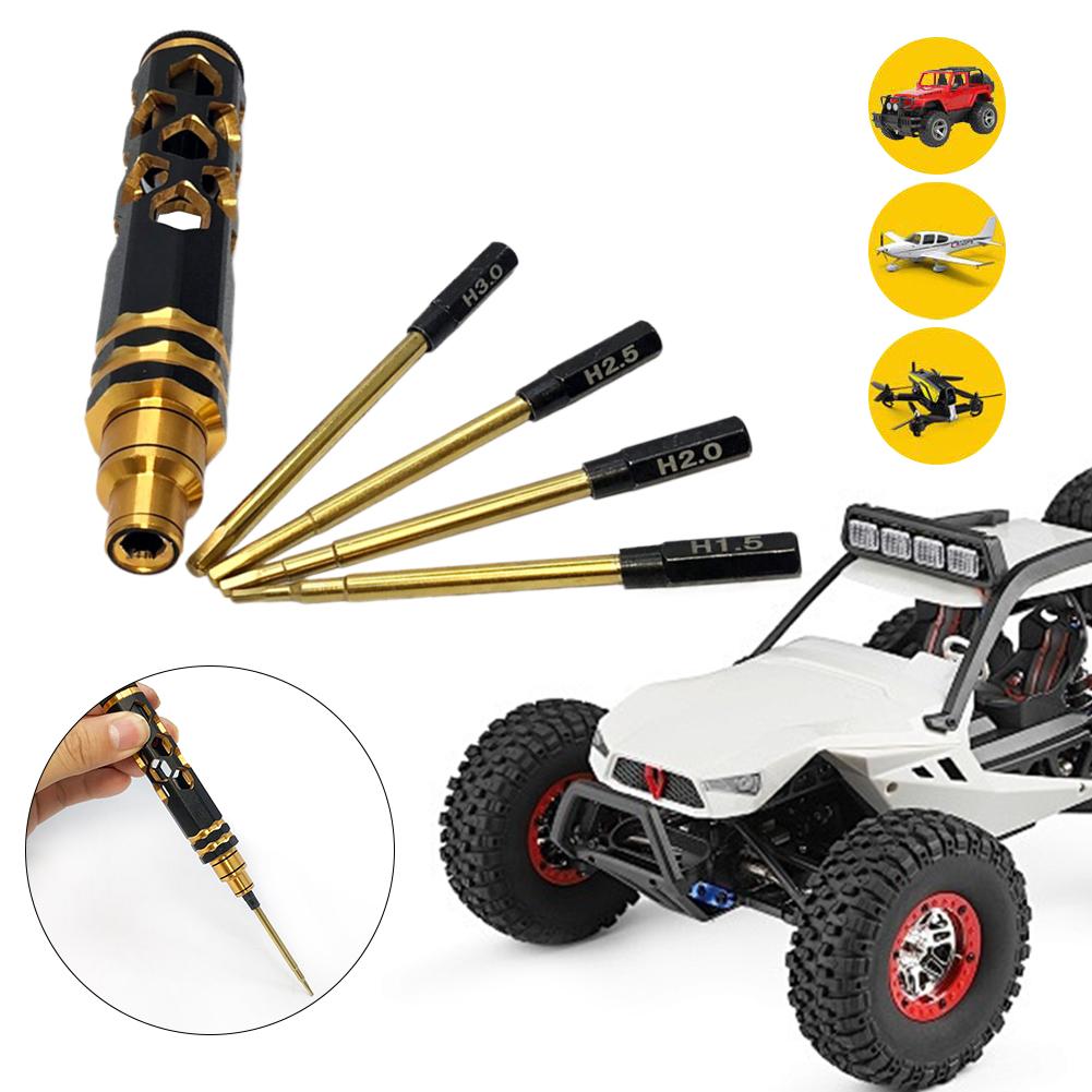 4 In 1 Hexagonal Screwdrivers 1.5 2.0 2.5 3.0mm Hexagon Socket Screwdriver Hand Tool Metal for Heli Airplanes Cars Boat RC Parts