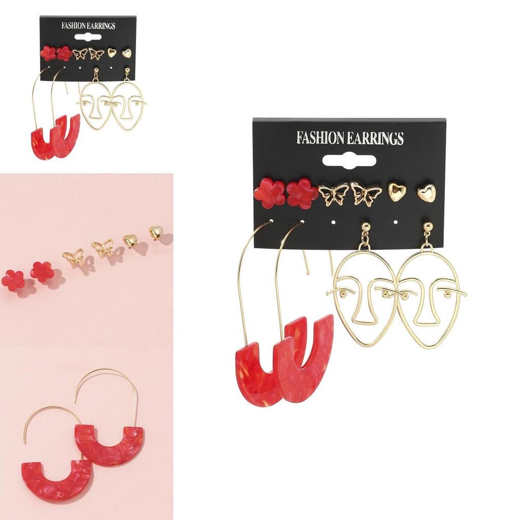 Beautiful Alloy Cartoon Character Earrings Multiple Pairs On Card Independent Packaging