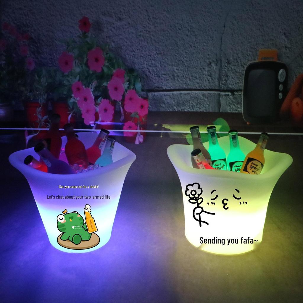 LED Ice Bucket with Logo - Illuminated Champagne and Wine Holder for Events and Exhibitions
