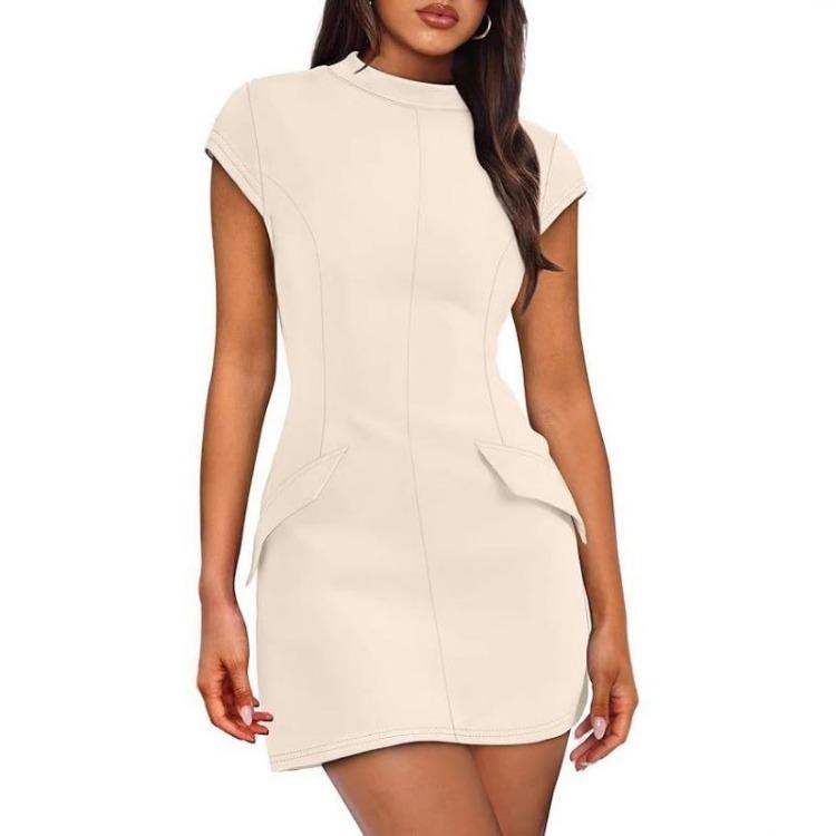 Party Short Sleeve Women's Tight Crew Neck Dress