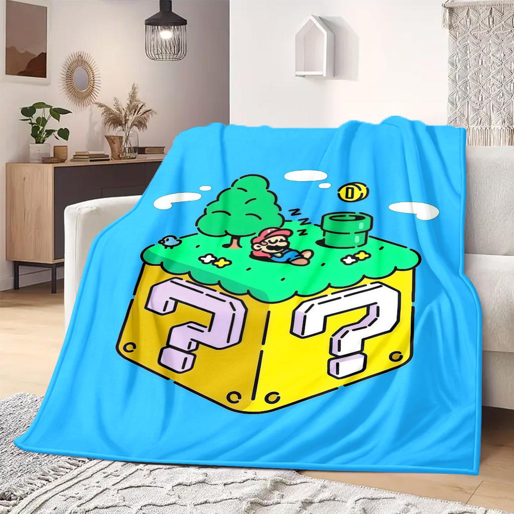 Mario Anime Print Blanket Warm  Comfortable Flannel Blanket Suitable for Bedrooms, Sofas, Beds, Chairs, Picnics, Travel