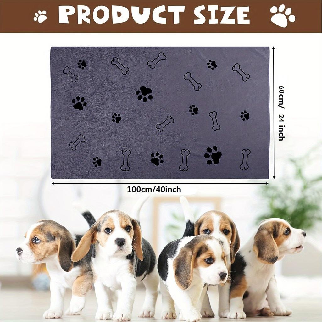 Microfiber Pet Printing Absorbent Towel Thickened Puppy Quick-drying Dog Claw Bath Towel, Pet Bath ProductsAbsorbent Medium Dogs