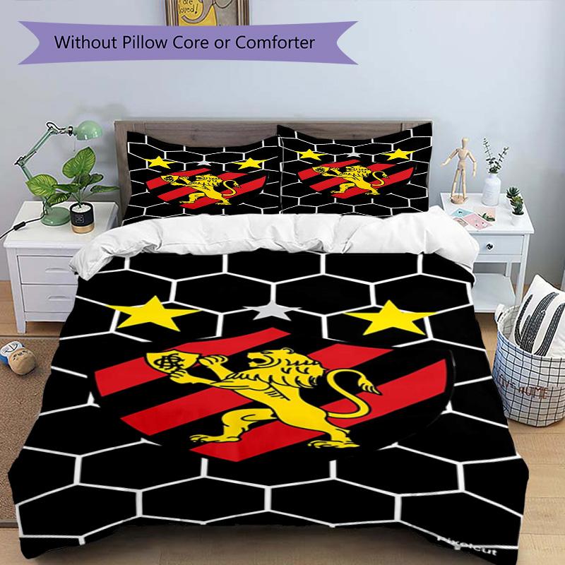 Sport Club Football Crest Printed Pattern Duvet Cover Set – includes 1 duvet cover and 2 matching pillowcases Bedroom decor Christmas gifts