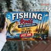 Tin Sign Fishing Rods Are Like Potato Chips Decor  Metal Poster Funny Vintage Lakeside Cabin Wall Art for Man Cave Garage Bar Ho