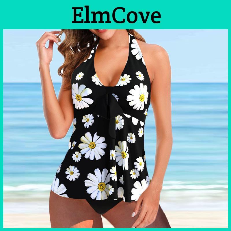 Womens With Strap Shoulder Swimsuit Small Daisy Print Bikini Short Tank Top Swimsuit