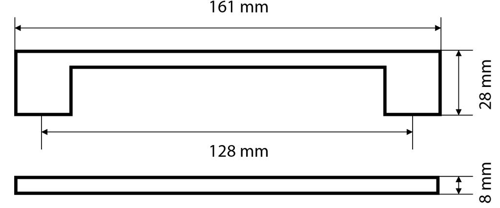 Matte black furniture handle for kitchen cabinets and drawers 128 mm matt