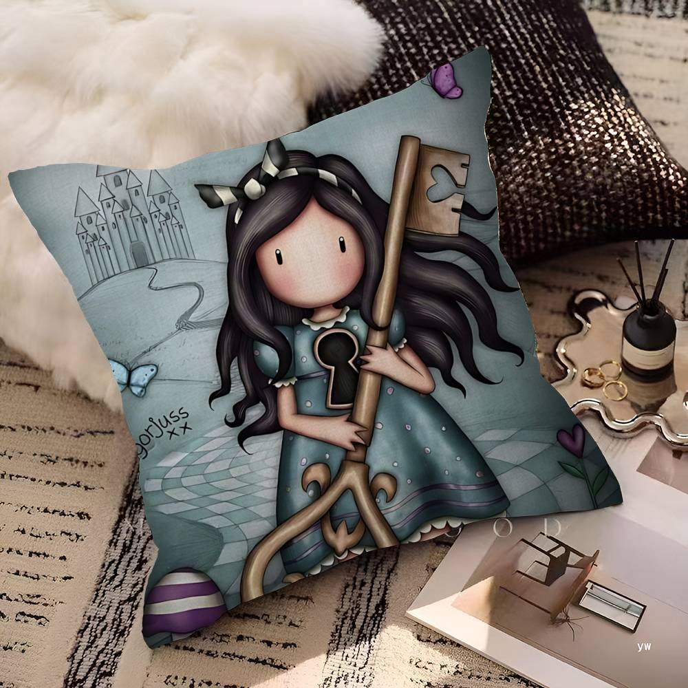 S-Santoro-Gorjuss Cute Cartoon Cushion Cover Polyester Sofa Cushions Decorative Throw Pillows Home Decoration Pillowcover